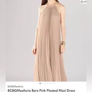 Elegant Tan Pleated Maxi Dress